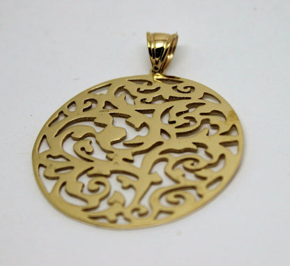 Kaedesigns New Genuine Heavy Solid 9ct 9kt Yellow, Rose or White Gold Round  Filigree Pendant