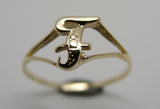 Genuine Delicate 9ct 375 Yellow, Rose or White Gold Initial Ring F