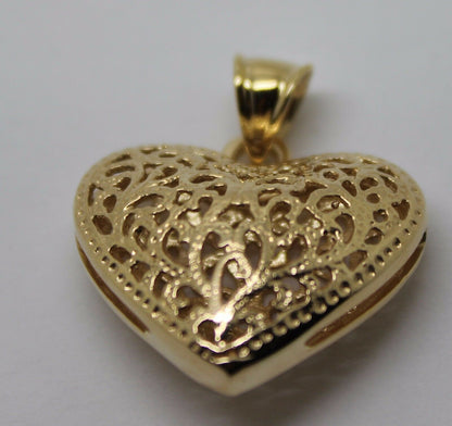 Kaedesigns New Genuine Heavy 9ct Yellow, Rose or White Gold Medium to Large Filigree Heart Pendant