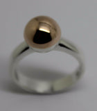 Size S Genuine Sterling Silver 925 & 9ct Rose Gold 375 Full Ball Ring