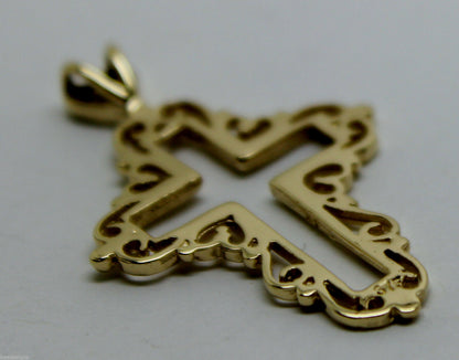 Kaedesigns, New 9ct Yellow Or Rose Or White Gold 375 Filigree Heart Cross Pendant