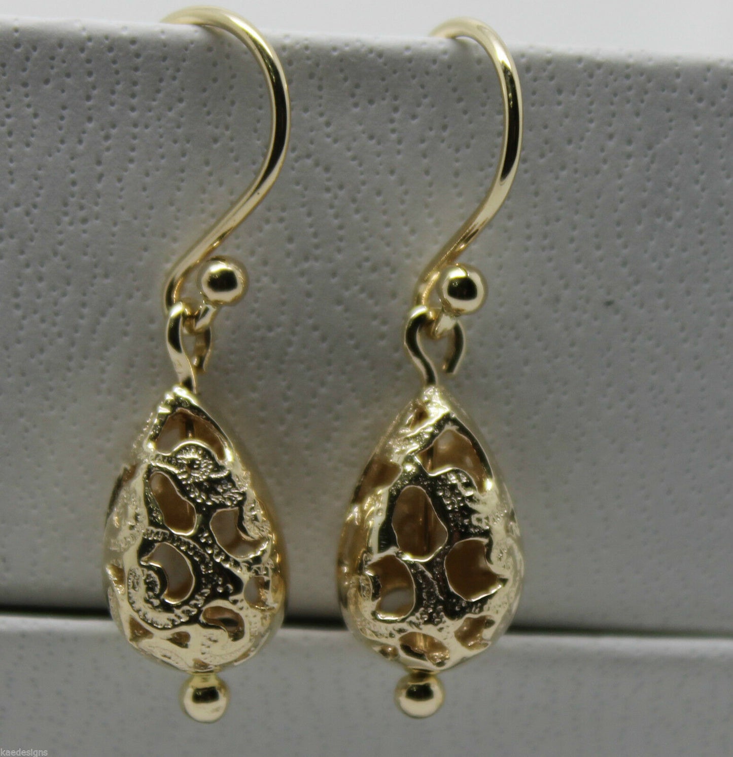 Kaedesigns 9ct 9k Yellow Or White Or Rose Gold 375 Teardrop Filigree Earrings