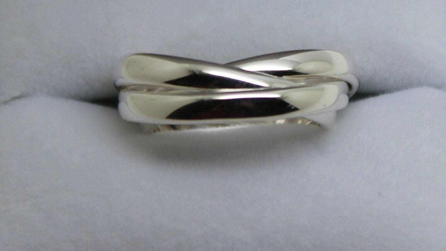 Sterling Silver Size O 1/2 Russian Wedding Band Ring, 3mm wide x 3 bands