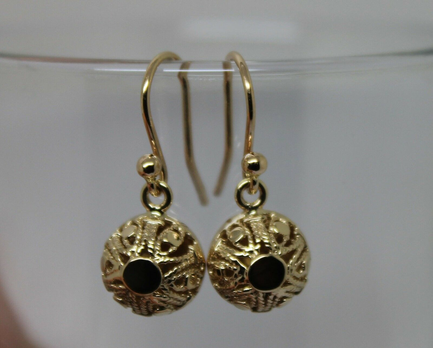 Kaedesigns New 9ct Yellow, Rose or White Gold 10mm Half Ball Hook Filigree Earrings