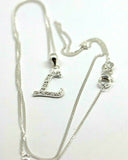 Sterling Silver Cubic Zirconia Initial L Pendant with 45cm + 5cm Extender Chain