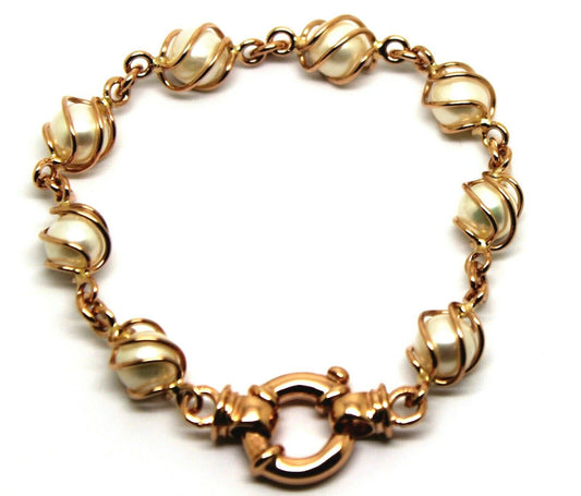 Genuine Handmade 9ct 9K 375 Yellow, Rose or White Gold Freshwater White Pearl 19cm Bracelet
