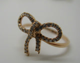 Genuine New 18ct Delicate Rose Gold Diamond Bow Ring *Free Express Post In Oz*