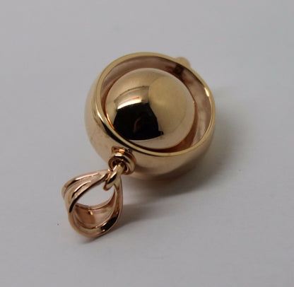 Genuine Heavy 12mm 9ct Yellow, Rose and White Gold Belcher Ball Drop Pendant