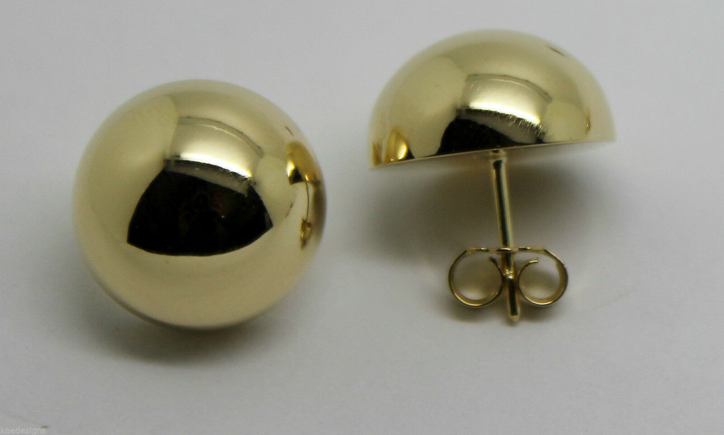 Kaedesigns, 9ct 9k Yellow Or White Or Rose Gold 375 16mm Half Ball Stud Earrings