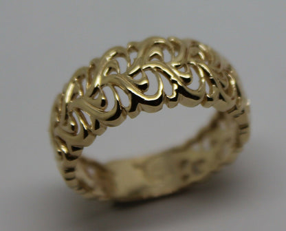 Genuine  9ct 375 Solid Rose Or Yellow Or White Gold Flower Filigree Ring In Your Size