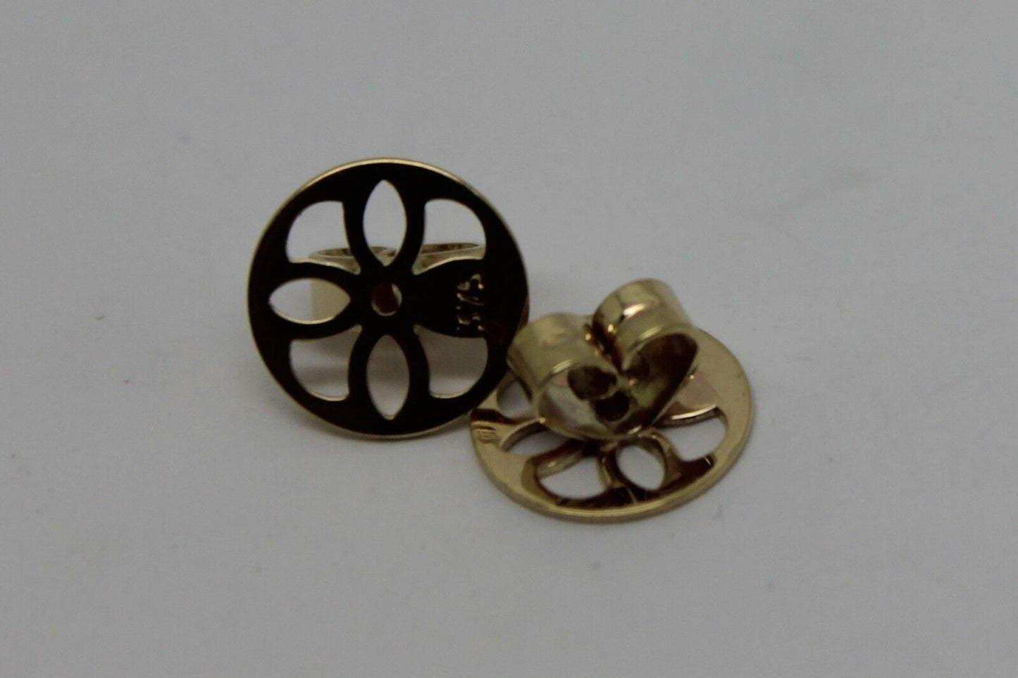 Genuine 9ct or 18ct Yellow Gold Filigree Disc Earrings Butterfly Backs