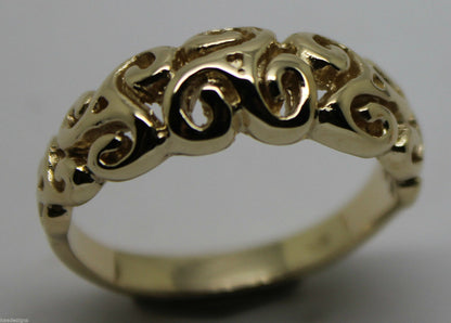 Kaedesigns, New Genuine 9ct 9kt Yellow, Rose or White Gold Solid Swirl Filigree Ring 358