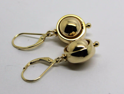 Heavy 9ct Yellow, Rose or White Gold Continental Hooks 10mm Ball Spinning Belcher Earrings