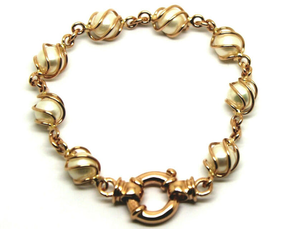 Genuine Handmade 9ct Rose Gold Freshwater White Pearl 19cm Bracelet