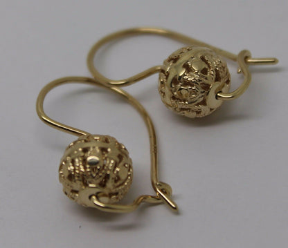 Genuine 9ct 9k Yellow, Rose or White Gold 10mm Ball Drop Filigree Earrings