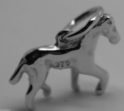 9ct Yellow or Rose or White Gold Small 3D Horse Pendant or Charm