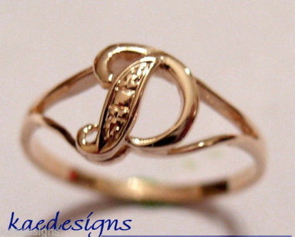 Genuine Delicate 9ct 375 Yellow, Rose or White Gold Initial Ring D