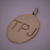 Solid Genuine 9ct 9k Yellow, Rose or White Gold Oval Shield Pendant Engraved With Your Initials