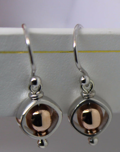 Kaedesigns Genuine 9ct 9kt White & Rose Gold 375 Belcher Ball Drop Earrings