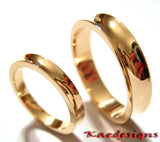 Genuine 2 Rings X Solid 18ct 18k Yellow, Rose or White Gold Concave Wedding Bands Rings