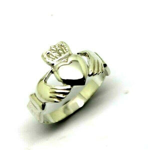 Size I New Genuine Solid 9ct 9kt Heavy White Gold Extra Large Irish Claddagh Ring