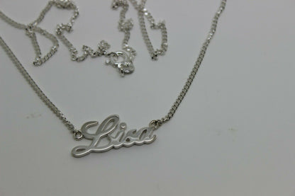 Genuine Sterling Silver 925 Curb Link Chain Lisa Name Plate