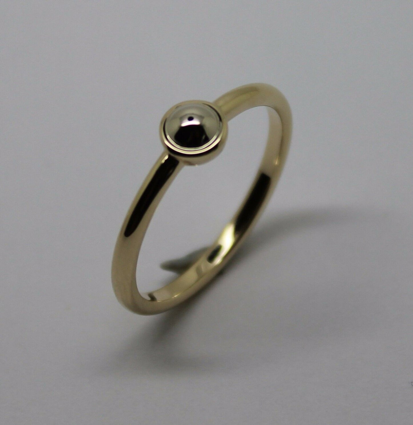 Genuine 9ct yellow gold & white gold ball 4mm Half Ball Ring