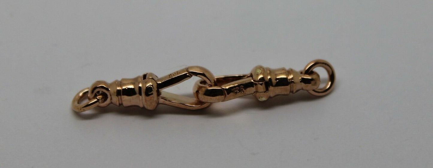 Genuine 9ct 2 X Yellow or Rose Gold Albert Swivel Clasp 19mm + Jump Rings