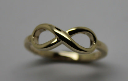 Genuine New 9ct Yellow, Rose or White Gold Solid Infinity Ring Size J