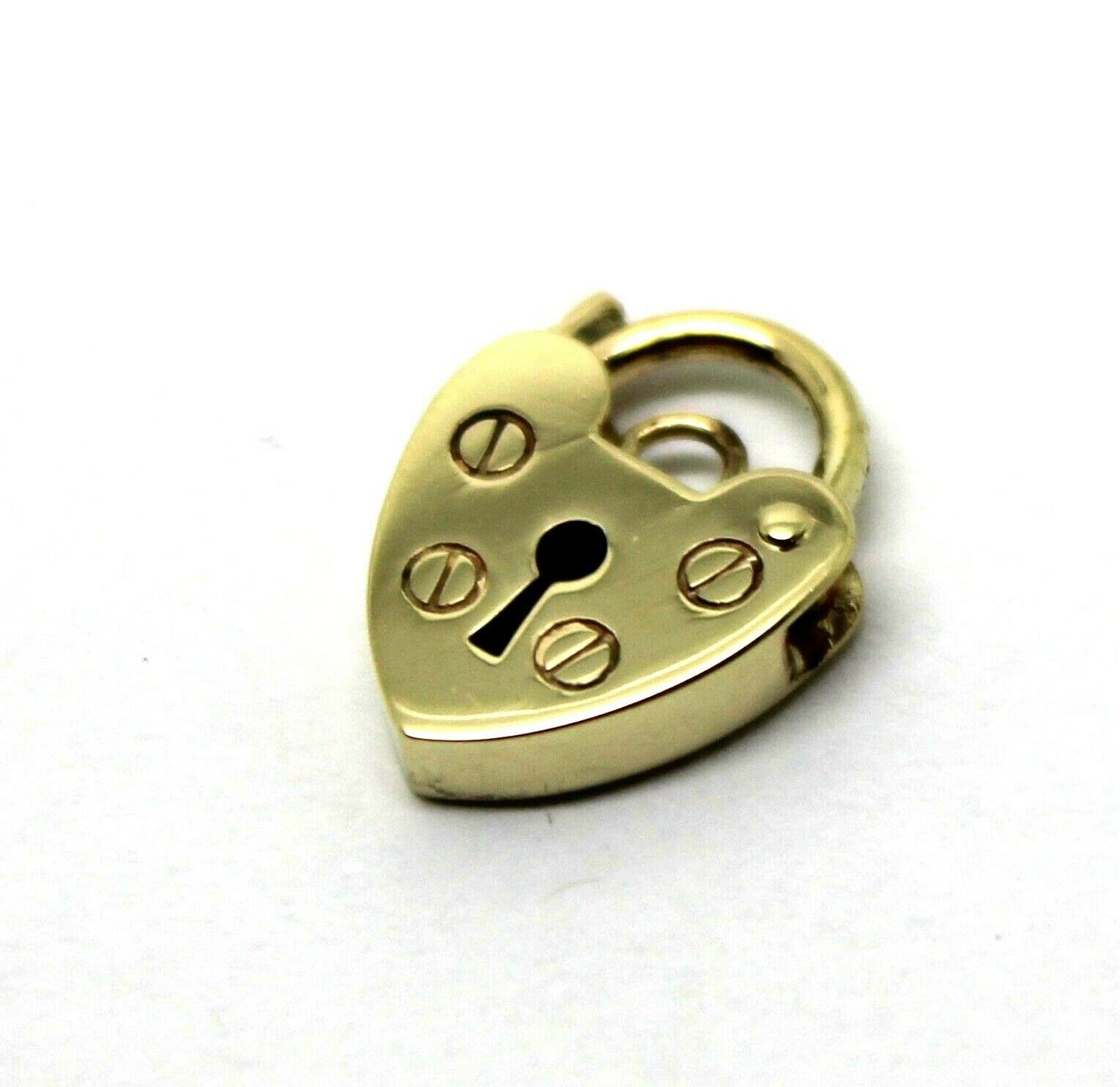 Genuine Small 13.5mm 9ct 9k Yellow Gold Screw Heart Pendant Padlock