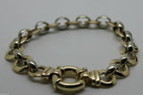 Genuine 9ct 9kt Yellow And White Gold Solid Belcher And Circle Bracelet