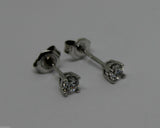 Genuine New 18ct White Gold Claw-set Round 3mm Genuine Diamond Si Stud Earrings