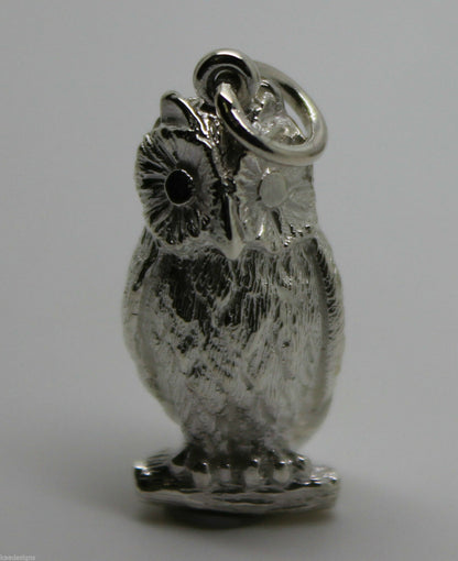 Heavy Genuine Sterling Silver 925 3D Heavy Owl Pendant