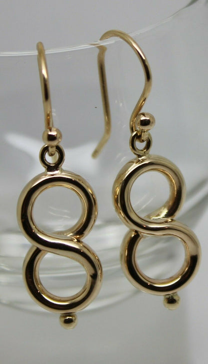 Genuine New 9ct Yellow, Rose or White Gold Swirl Drop Hook Earrings