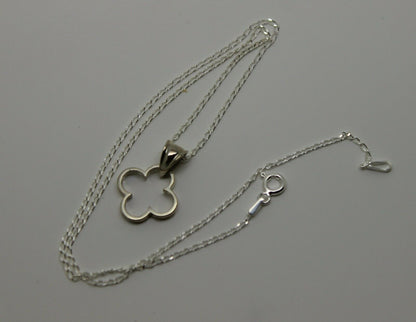 Sterling Silver 925 40cm Necklace & Small Four Leaf Clover Pendant + Chain