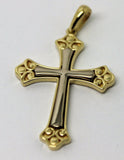 Genuine 18ct 18kt 750 Yellow & White Gold Two Tone Byzantine Cross Pendant 521