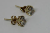 Genuine 9ct Yellow Gold Claw-Set Round 5.5mm Stud Earrings