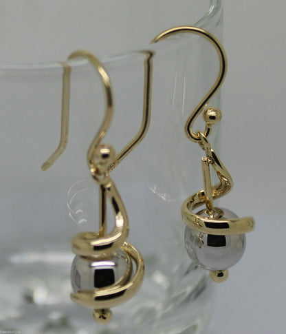 Kaedesigns New 9ct 9k Yellow & White Gold 8mm Swirl Ball Earrings