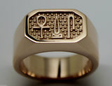 Size V - Genuine 9ct Rose Gold Signet Ring Egyptian Hieroglyphic symbols-Success,Happiness,Health