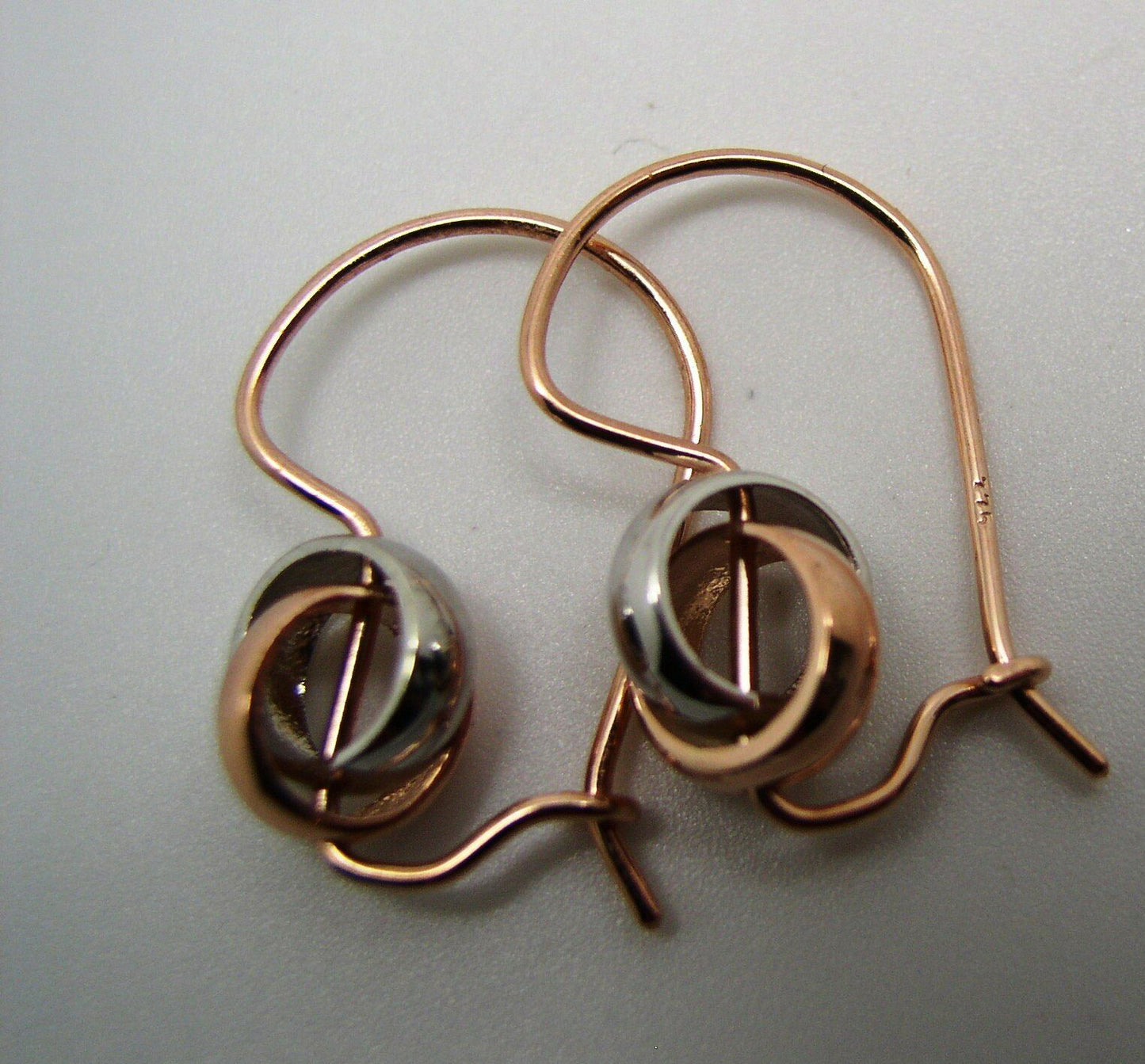 Kaedesigns New Genuine 9ct 8mm Rose & White Gold Belcher Spinning Earrings