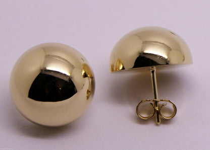 Kaedesigns, 18ct Yellow Or White Or Rose Gold 750 16mm Half Ball Stud Earrings