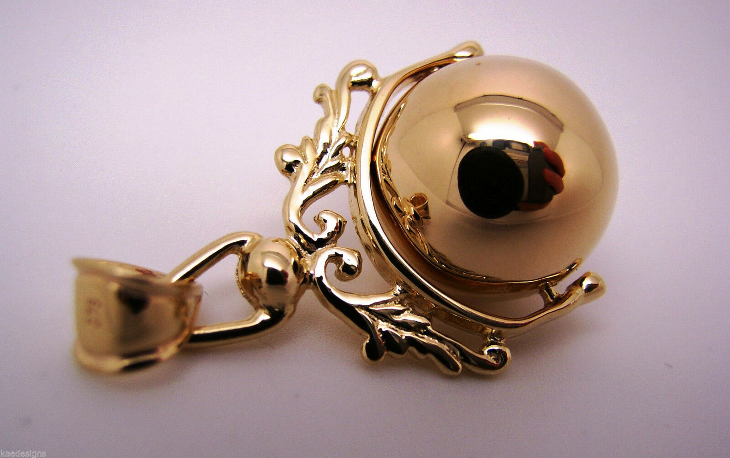 Kaedesigns, New Solid 9ct Yellow Or Rose Or White Gold 14mm Ball Spinner Pendant