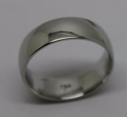 Size L Genuine 18ct Hallmarked 750 Heavy White Gold Full Solid 6mm Wedding Band