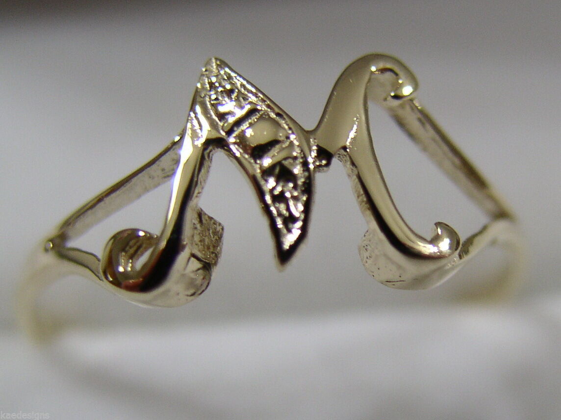 Genuine Delicate 9ct 375 Yellow, Rose or White Gold Initial Ring M