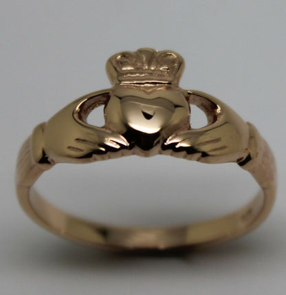 Genuine 9ct 375 Solid Yellow, Rose or White Gold Claddagh Celtic Friendship Ring In Your