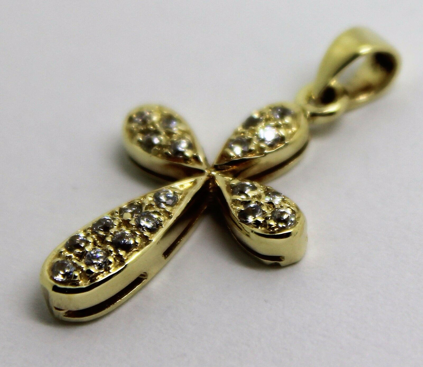 Genuine 9ct Hallmarked 375 Yellow Gold Cubic Cross Pendant