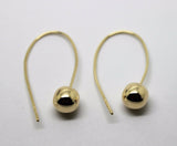 Large Hooks 9ct Yellow, Rose or White Gold 8mm Euro Ball Drop Earrings
