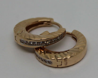 Kaedesigns,New 9ct Rose & White Gold Hoop Huggie Cz Earrings