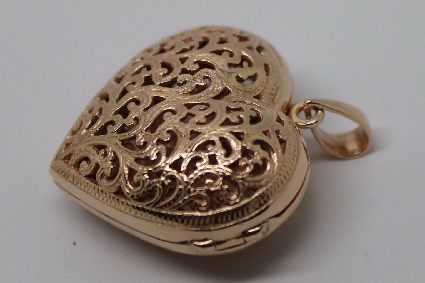 Kaedesigns, New Genuine 9ct 9kt Rose Gold Huge Filigree Heart Pendant Locket