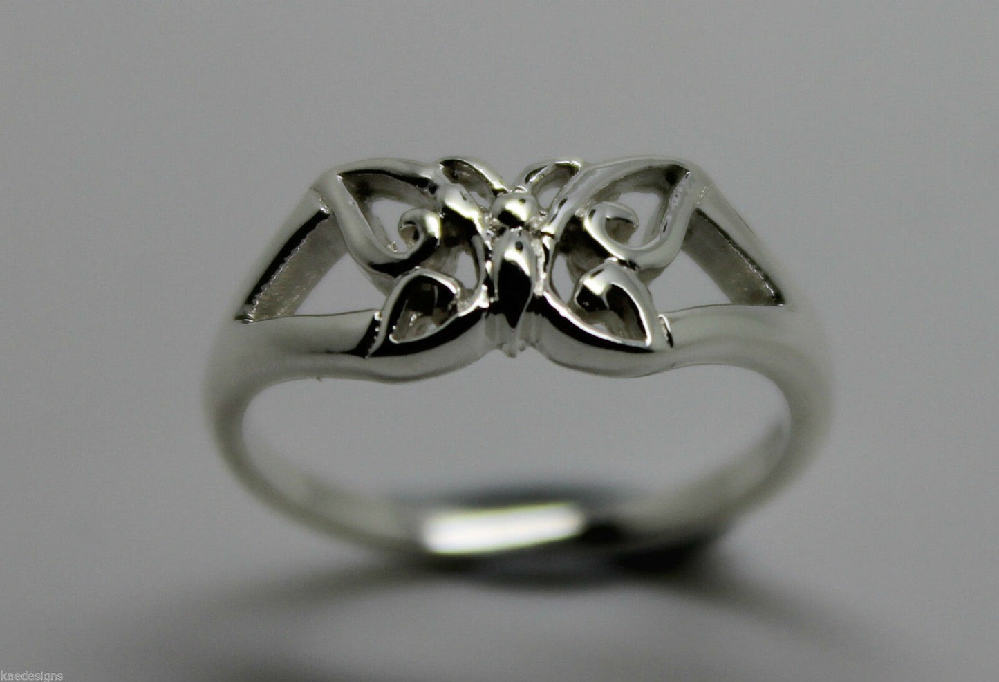 Size F, Genuine Child's Full Solid Sterling Silver 925 Butterfly Ring 217